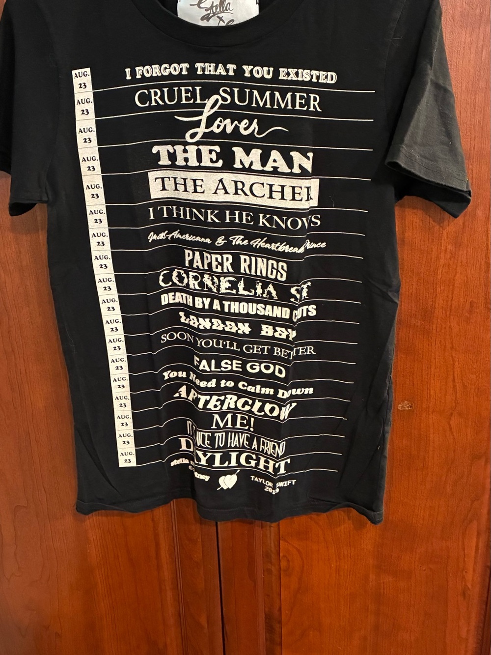 Official Taylor Swift x Stella McCartney Lover Tracklist T-Shirt Black Size Smal